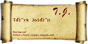 Türk Jolán névjegykártya